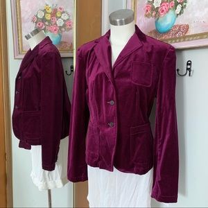 NWT Burgundy Lands' End Velvet Blazer Jacket 12